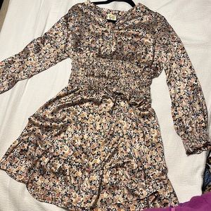 Anthropologie Fig & Flower Floral Dress with Smocked waist and sleeves
